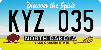 ND license plate KYZ035