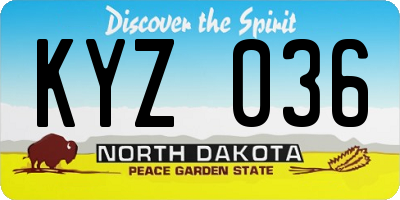 ND license plate KYZ036