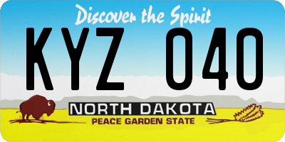 ND license plate KYZ040