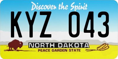 ND license plate KYZ043
