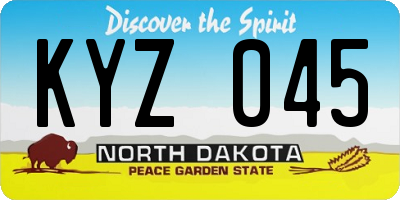 ND license plate KYZ045