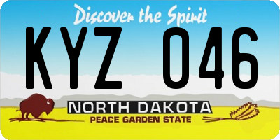 ND license plate KYZ046