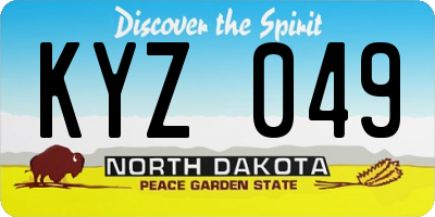 ND license plate KYZ049