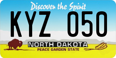 ND license plate KYZ050