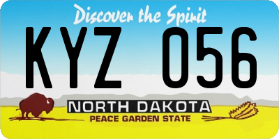 ND license plate KYZ056