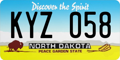 ND license plate KYZ058
