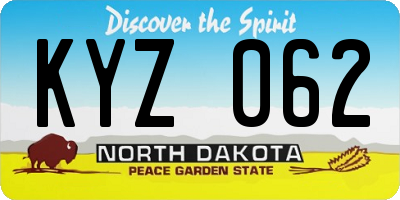 ND license plate KYZ062