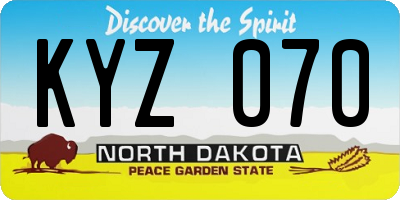 ND license plate KYZ070