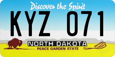 ND license plate KYZ071