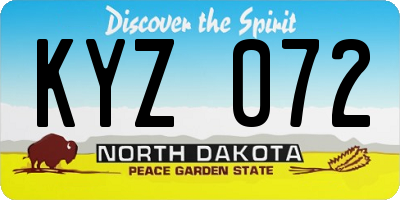 ND license plate KYZ072