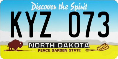ND license plate KYZ073