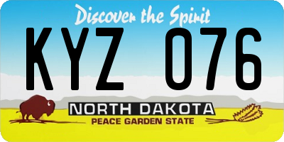 ND license plate KYZ076