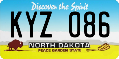 ND license plate KYZ086