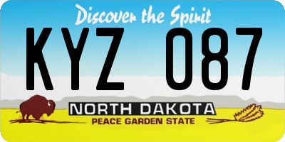 ND license plate KYZ087