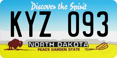 ND license plate KYZ093