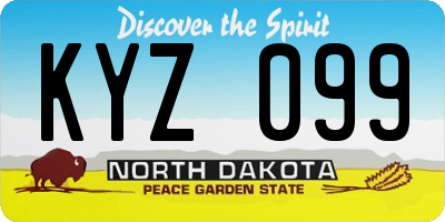 ND license plate KYZ099