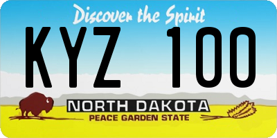 ND license plate KYZ100