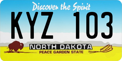 ND license plate KYZ103