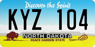 ND license plate KYZ104