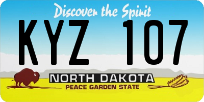 ND license plate KYZ107