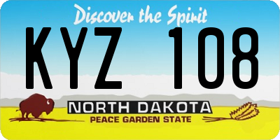 ND license plate KYZ108