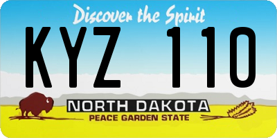 ND license plate KYZ110