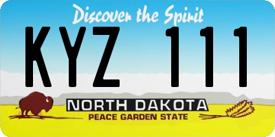 ND license plate KYZ111