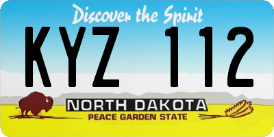 ND license plate KYZ112