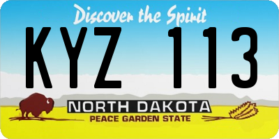 ND license plate KYZ113