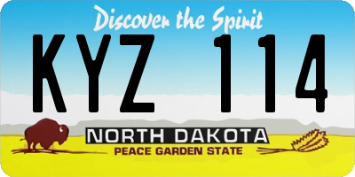 ND license plate KYZ114