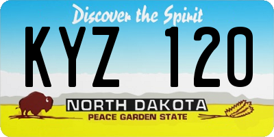 ND license plate KYZ120