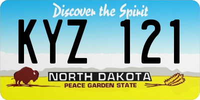 ND license plate KYZ121