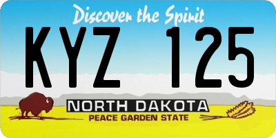 ND license plate KYZ125
