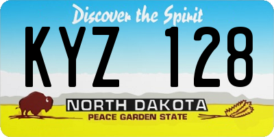 ND license plate KYZ128