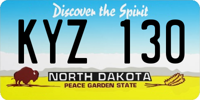 ND license plate KYZ130