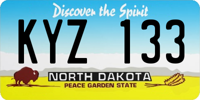 ND license plate KYZ133