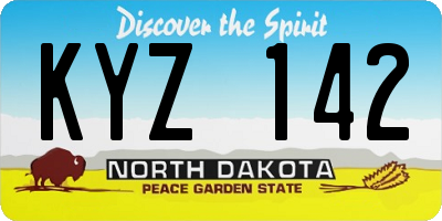 ND license plate KYZ142