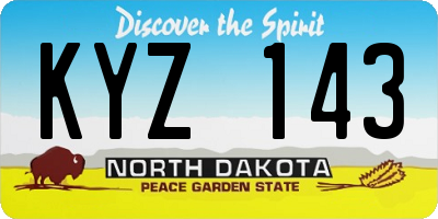 ND license plate KYZ143