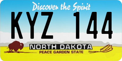 ND license plate KYZ144
