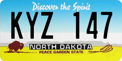 ND license plate KYZ147