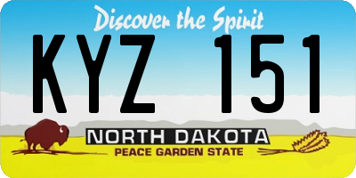 ND license plate KYZ151