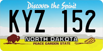 ND license plate KYZ152
