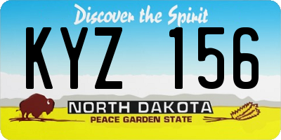 ND license plate KYZ156