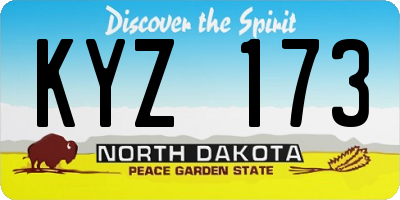 ND license plate KYZ173