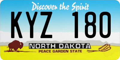 ND license plate KYZ180