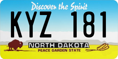 ND license plate KYZ181