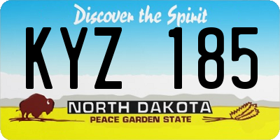 ND license plate KYZ185
