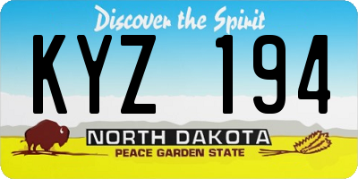 ND license plate KYZ194