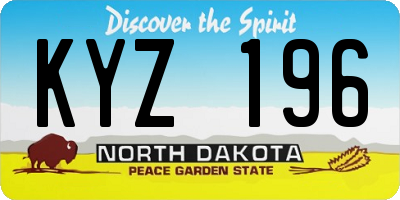 ND license plate KYZ196