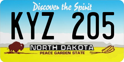 ND license plate KYZ205
